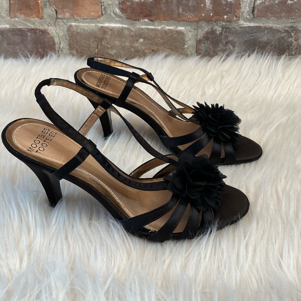 Mootsies Tootsies Black Strappy Slingback Heels, Size 6.5M - Picture 4 of 17